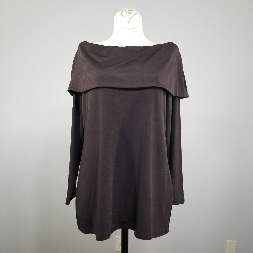 NWT Chico's Travelers Collection Marilyn Top Brown Size 1P Petite US 8 Medium